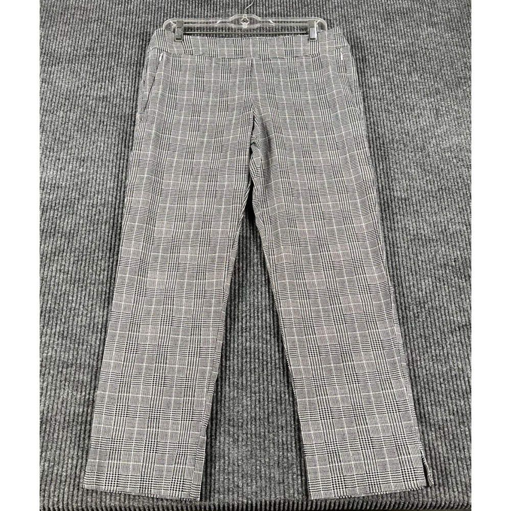 Margaret M Pants Womens Large Gray Plaid Slimming Front Casual Work Lightweight